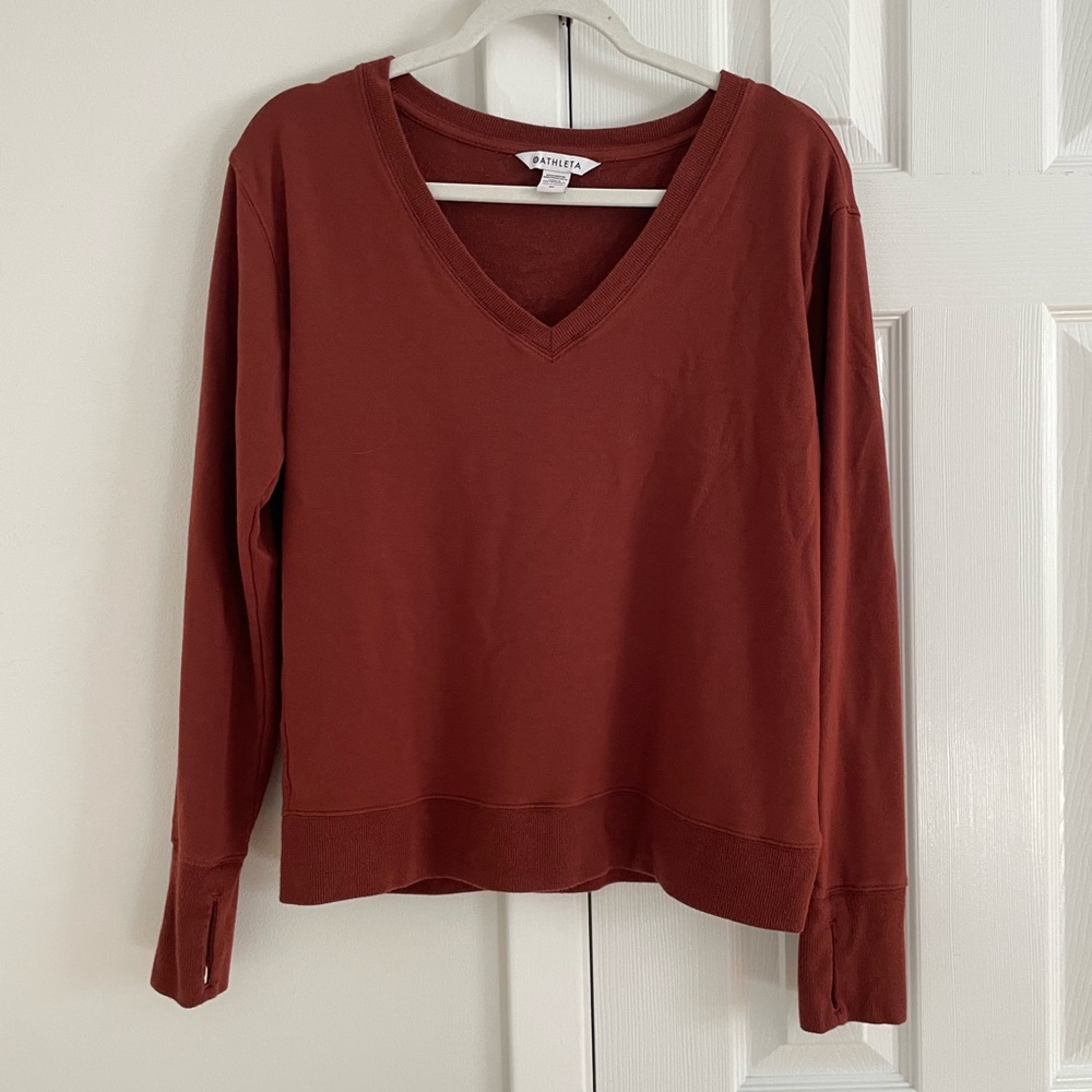 Athleta SUNRISE V-NECK SWEATSHIRT Sweater Fall - Picture 2 of 7